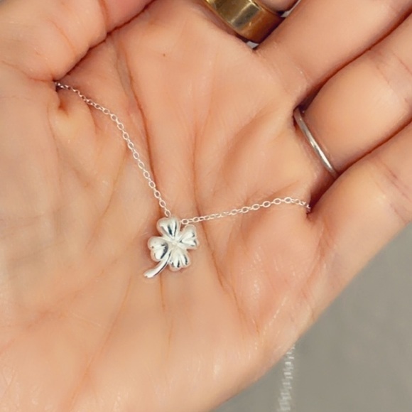 Sterling Silver Four Leaf Clover Necklace - Picture 5 of 12
